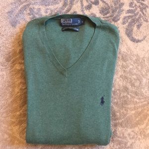 v-neck sweater large green Polo by Ralph Lauren